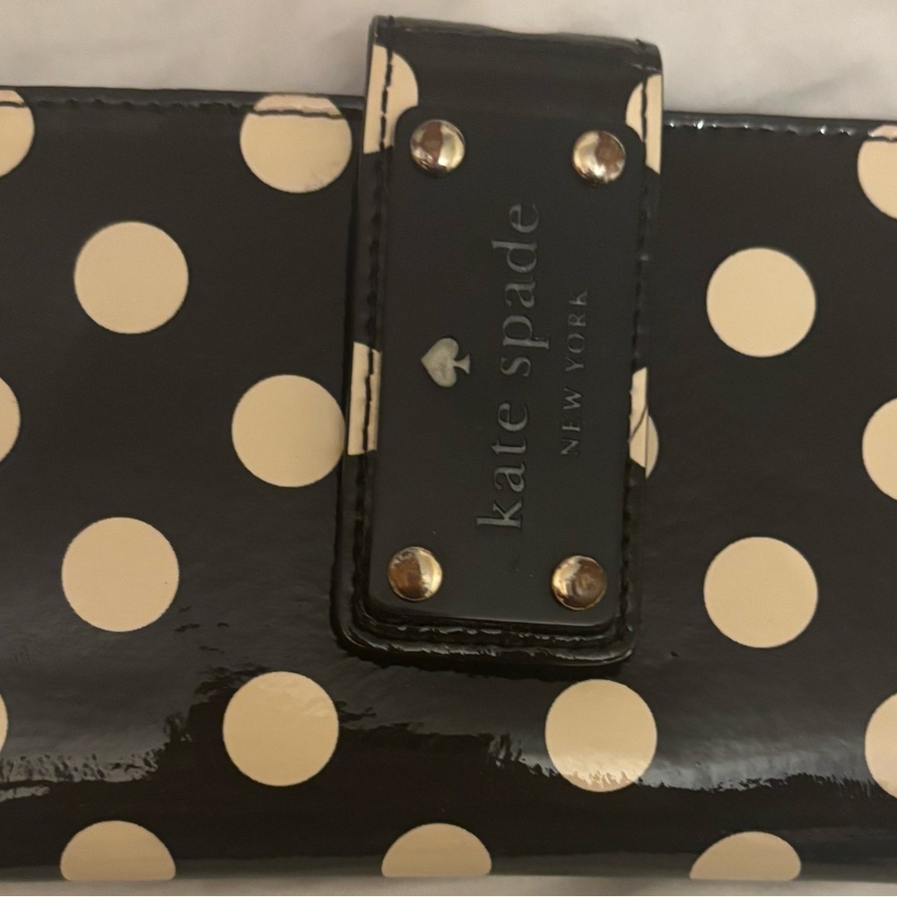 Kate Spade Black and Cream Polka Dot Clutch